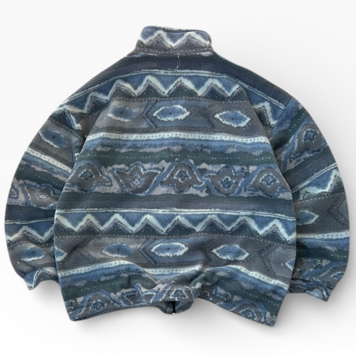 Vintage Queen Island Pattern Fleece Full Zip Adjustable Jacket