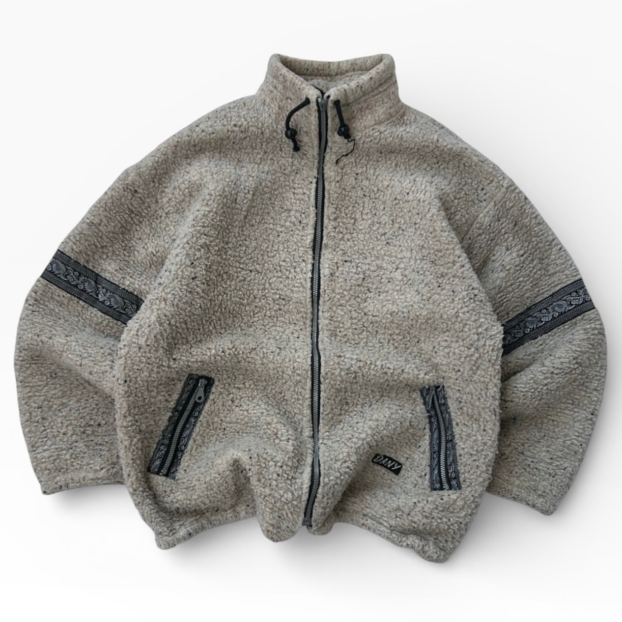 DANY made in italy quilted thick fuzzy fleece full zip adjustable jacket