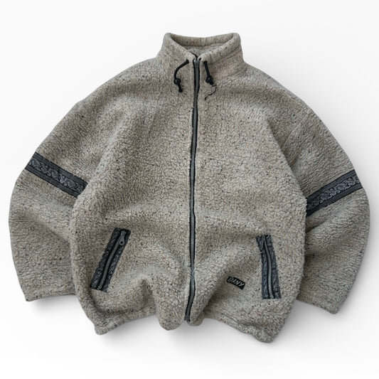 DANY made in italy quilted thick fuzzy fleece full zip adjustable jacket