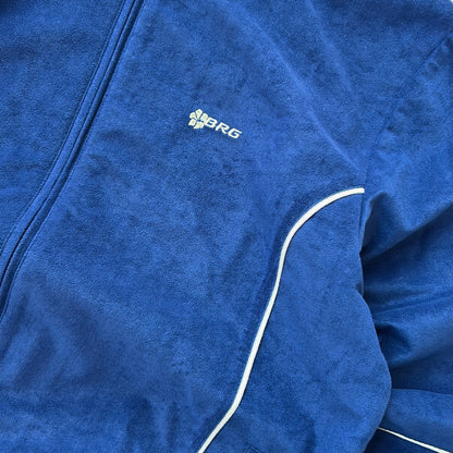 90s Petrol Blue x White lining BRG micro Suede Fleece Adjustable Jacket