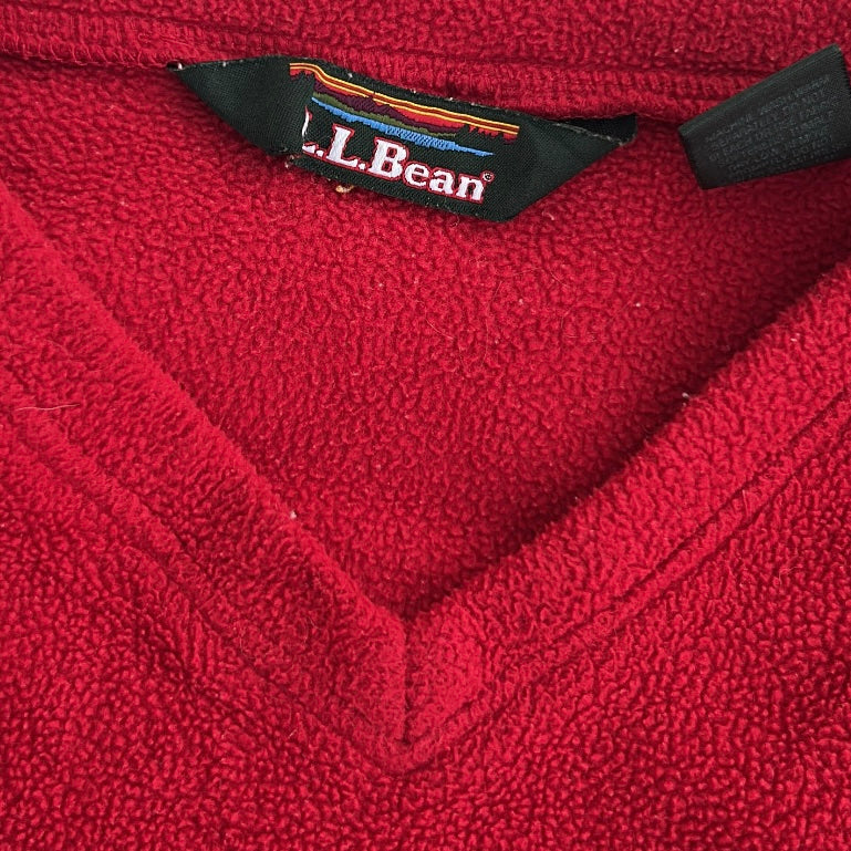 L.L.BEAN Red V-Neck Fleece Shirt
