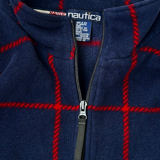 Nautica Navy x Red Patterned 1/4 Zip Fleece