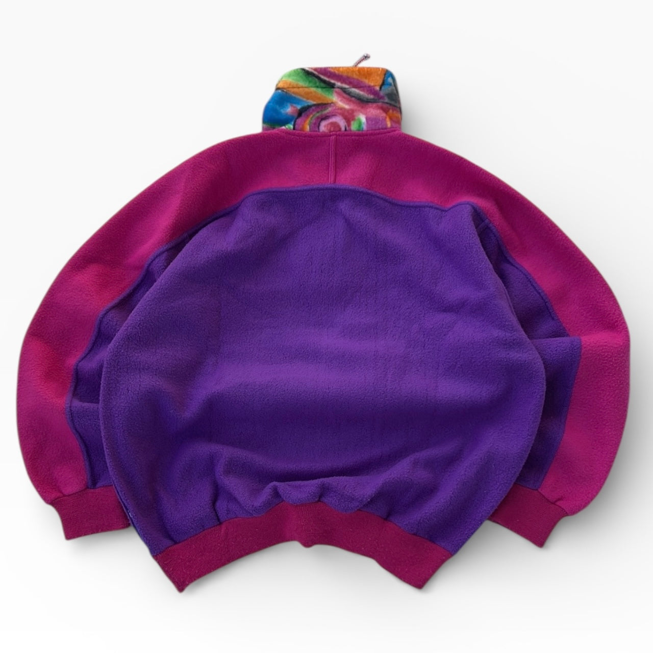 Vintage 1/4 Zip Crazy Pattern Fleece With Front Pocket