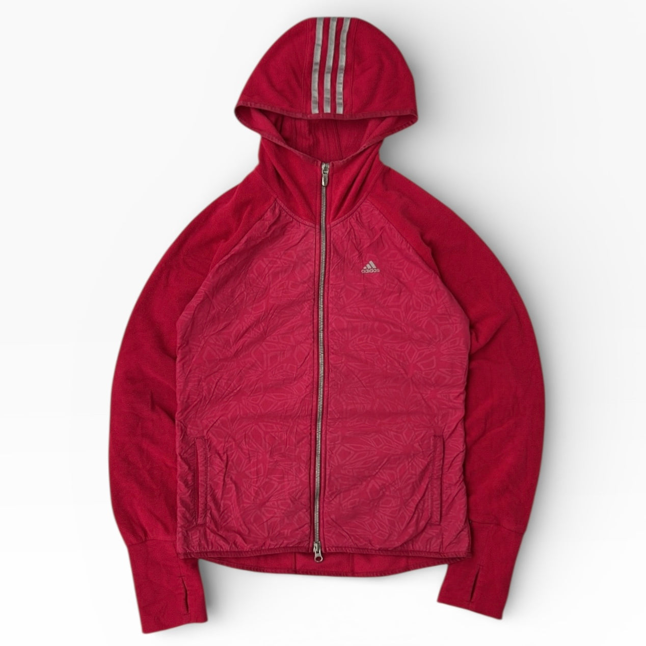 Adidas Hot Pink Fleece Full Zip Hooded Jacket