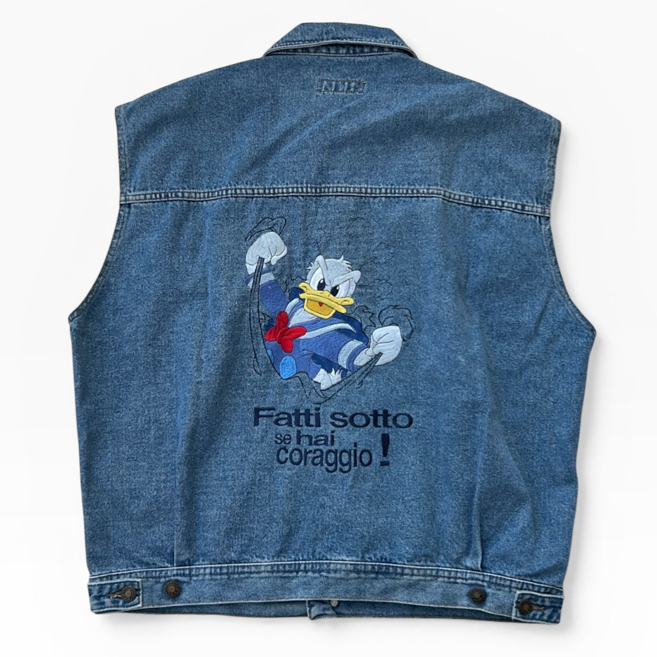 Blu & King donald duck embroidered back denim vest jacket