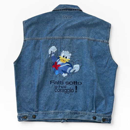 Blu & King donald duck embroidered back denim vest jacket