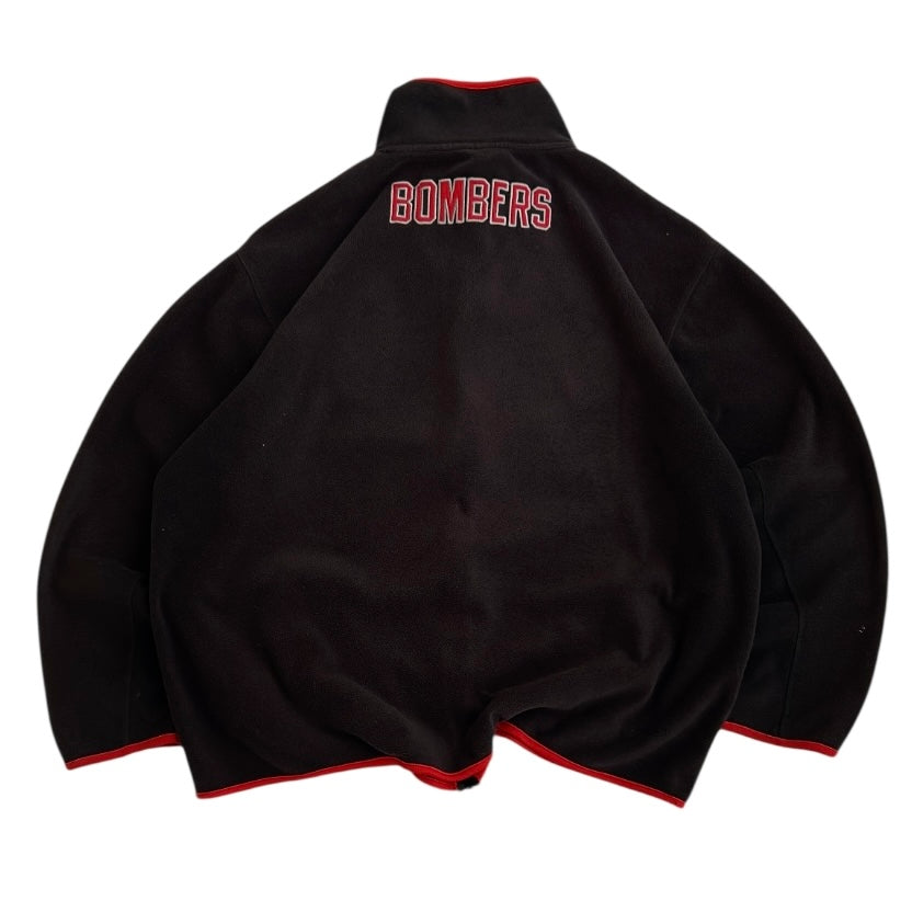 Essendon Embroidered Logo Black x Red Fleece Full Zip Jacket