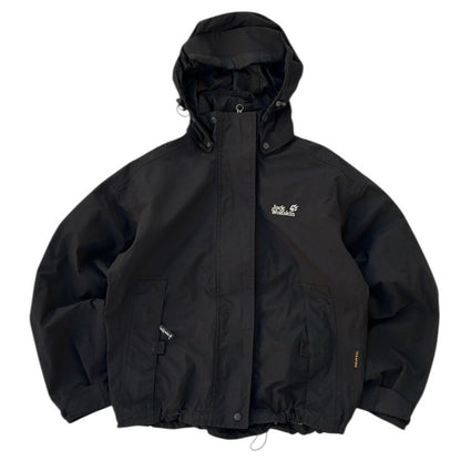 Jack Wholfskin Black Windbreaker Hooded Jacket