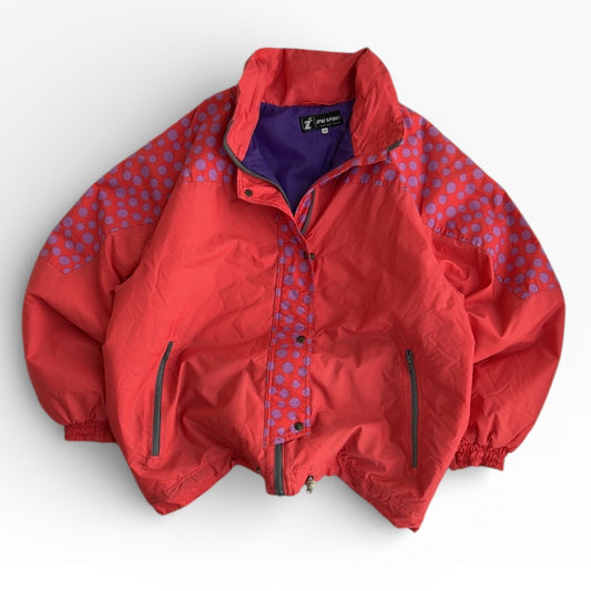 Retro 90s corar x purple poco dot pattern Adjustable Ski Jacket With Hidden Hoodie