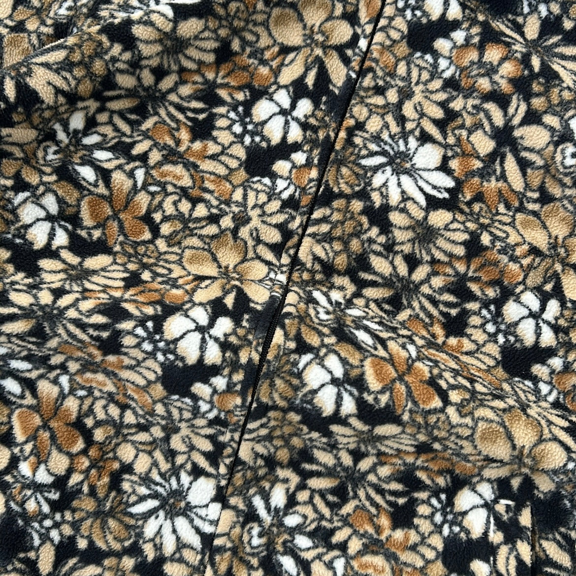 Retro style floral full zip crazy fleece jacket with pockets