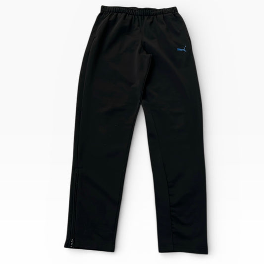 Puma black adjustable track pants with blue logo