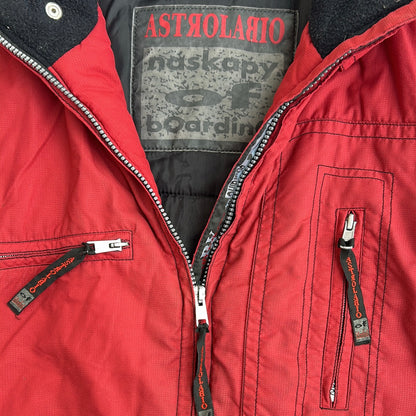 Astrolabio Red x Black Full Zip Adjustable Ski Jacket with Hidden Hoodie
