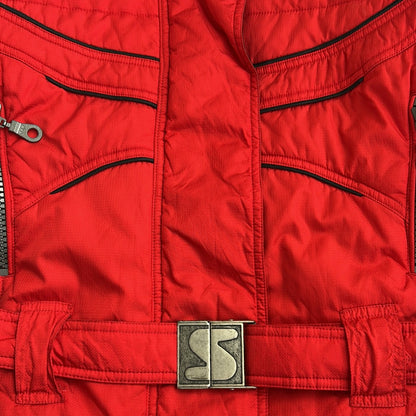 Sportalm Red x Black Ski Full Zip Jacket with Belt
