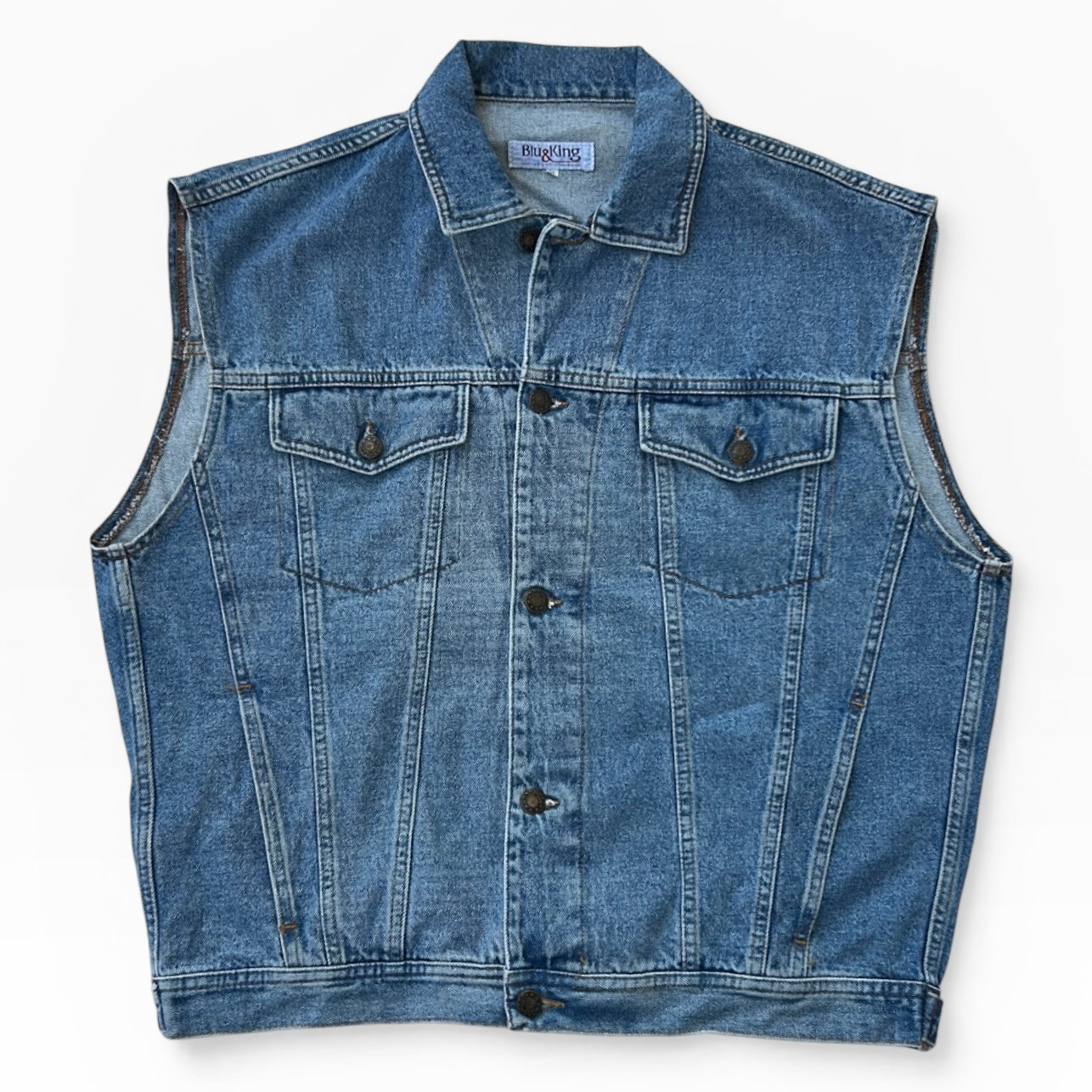 Blu & King donald duck embroidered back denim vest jacket