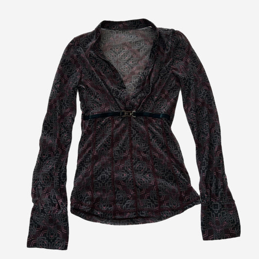 Y2k Mesh Top With Designs