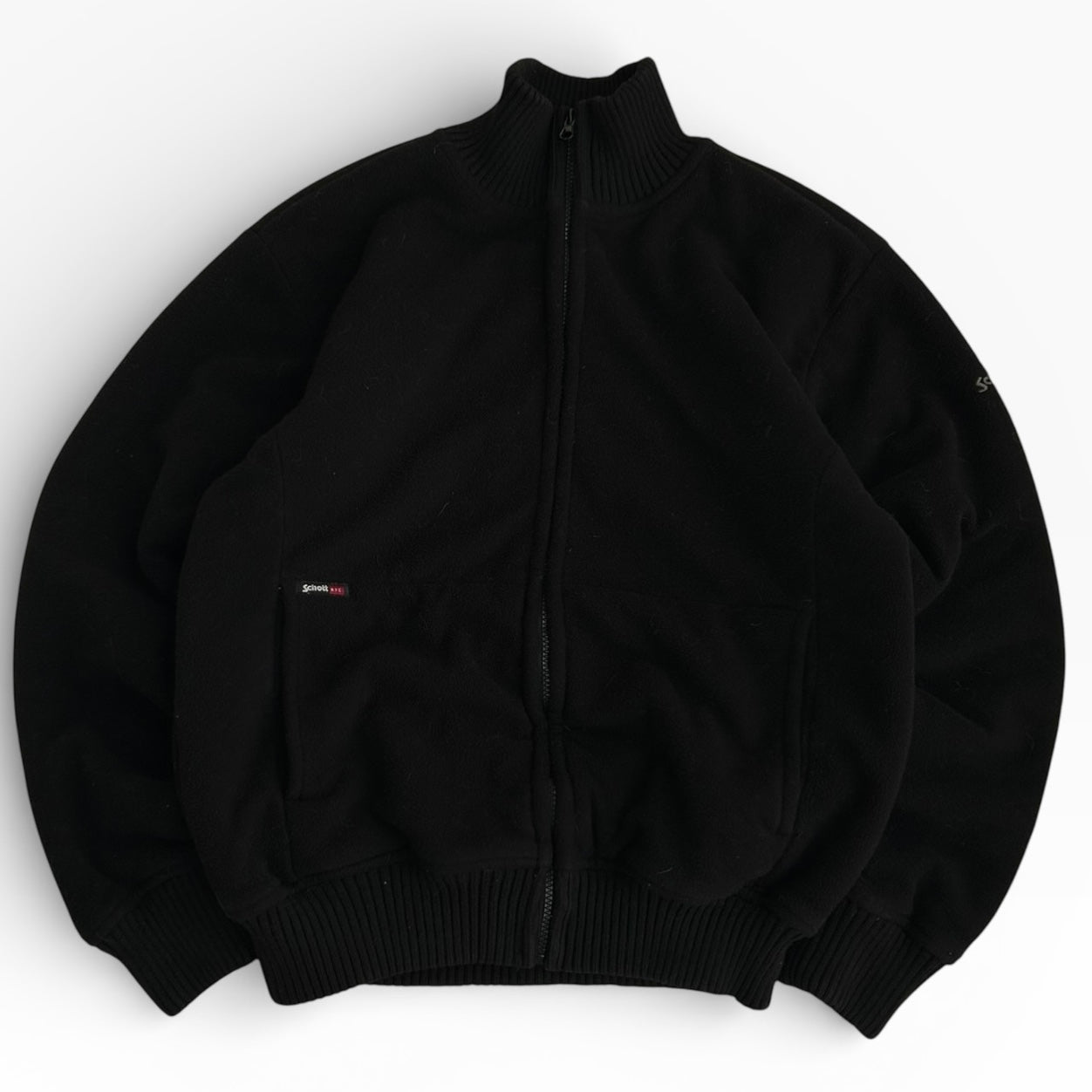 SCHOTT Full Zip Fuzzy Inside Black Fleece Jacket