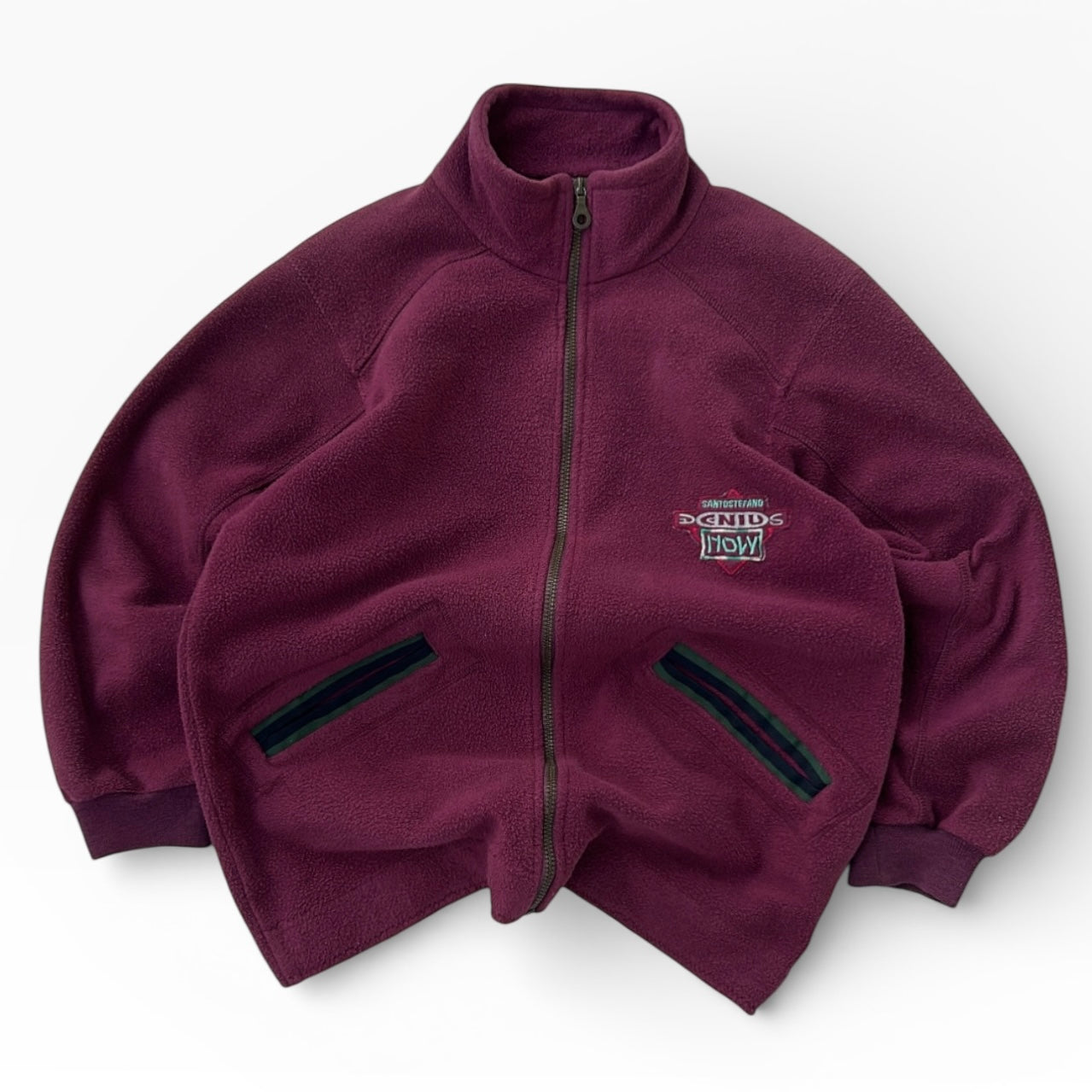 Santostefano vintage full zip embroidered logo fleece jacket with pockets