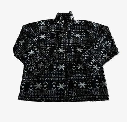 Vintage cozy Crazy Pattern Fleece Jacket.