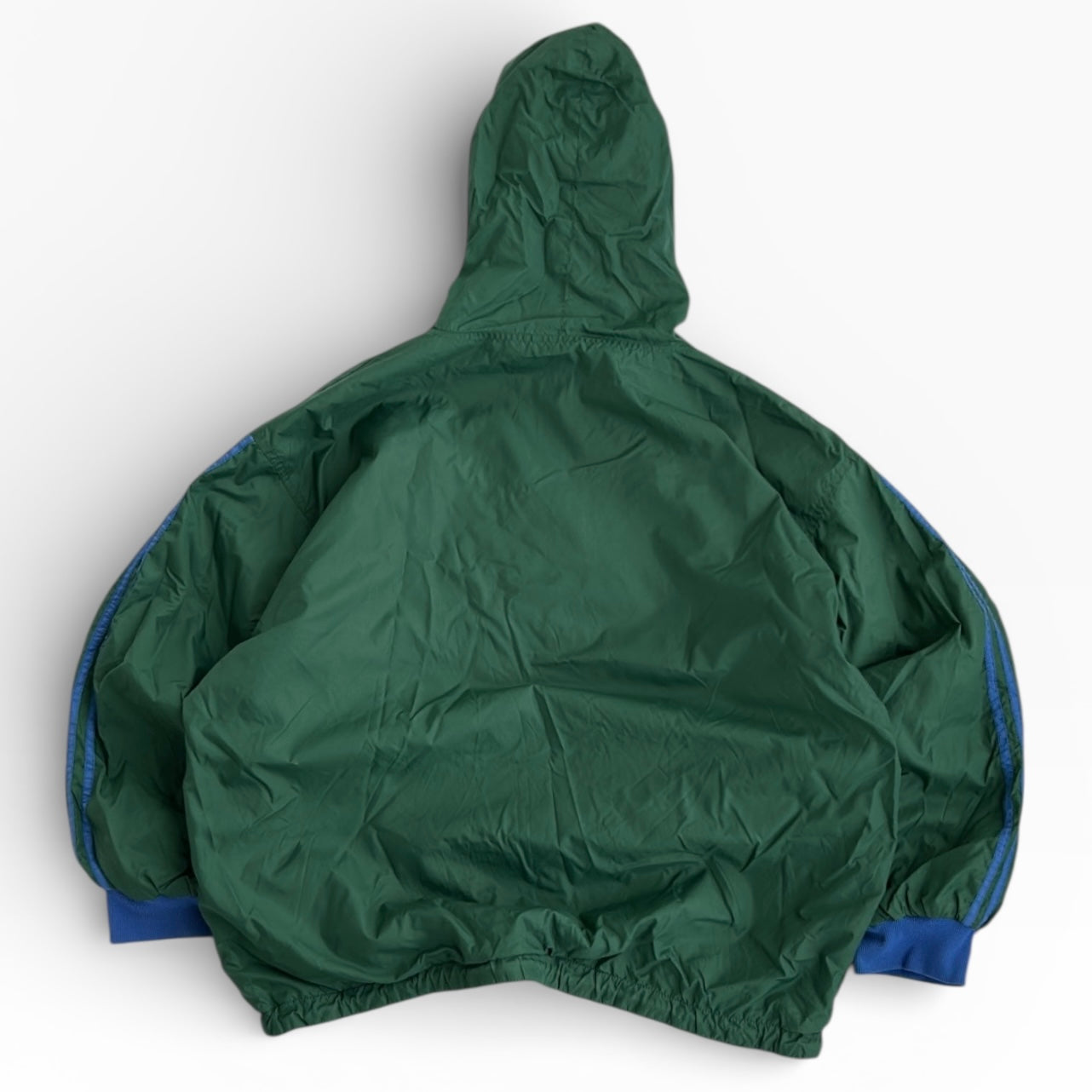 Wearout & Lerros Green 1/4 Zip Hooded Adjustable Overshirt With Blue Fleece inside