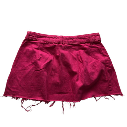 Hot pink denim mini skirt