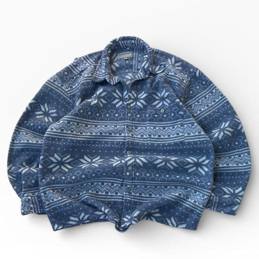 Vintage Grossing Snowflake Fleece Flannel Button-Up