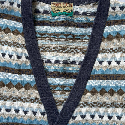 Henry Blues Wool Button Up Vest Top