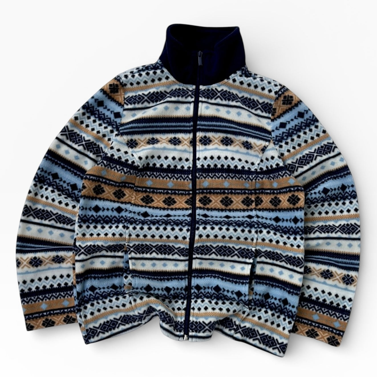 Vintage Full Zip Crazy Patterned Fleece Jacket