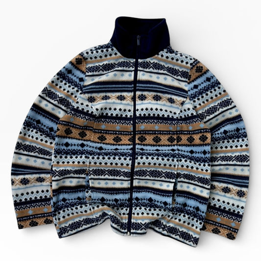 Vintage Full Zip Crazy Patterned Fleece Jacket