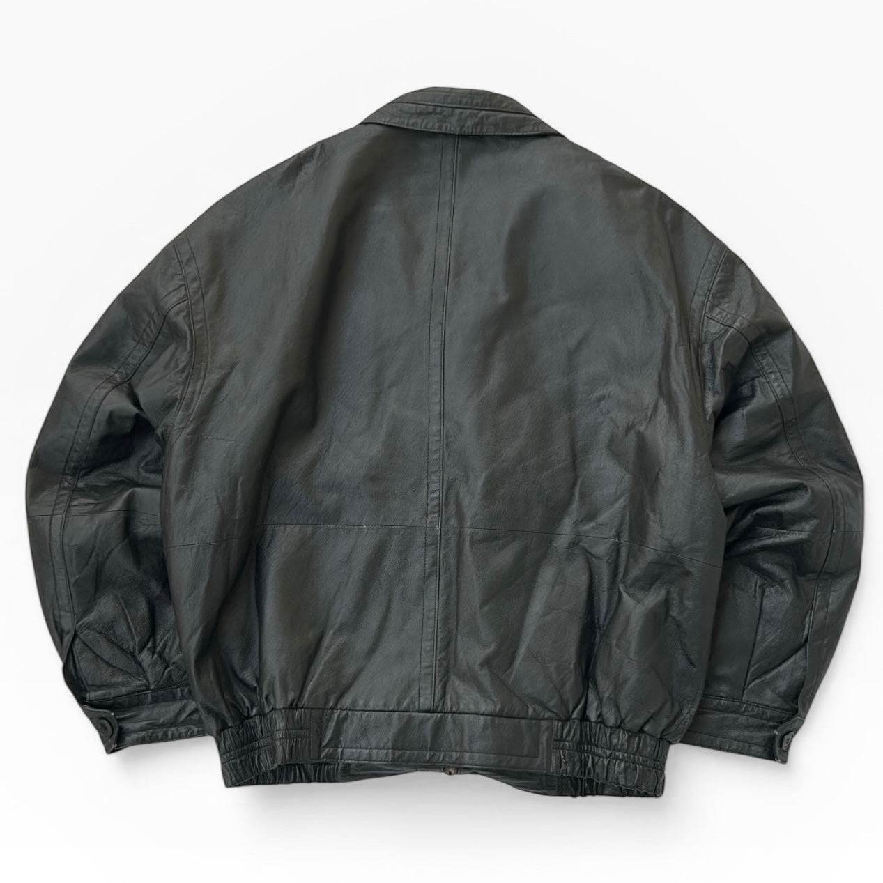 Shield Collection black leather bomber jacket