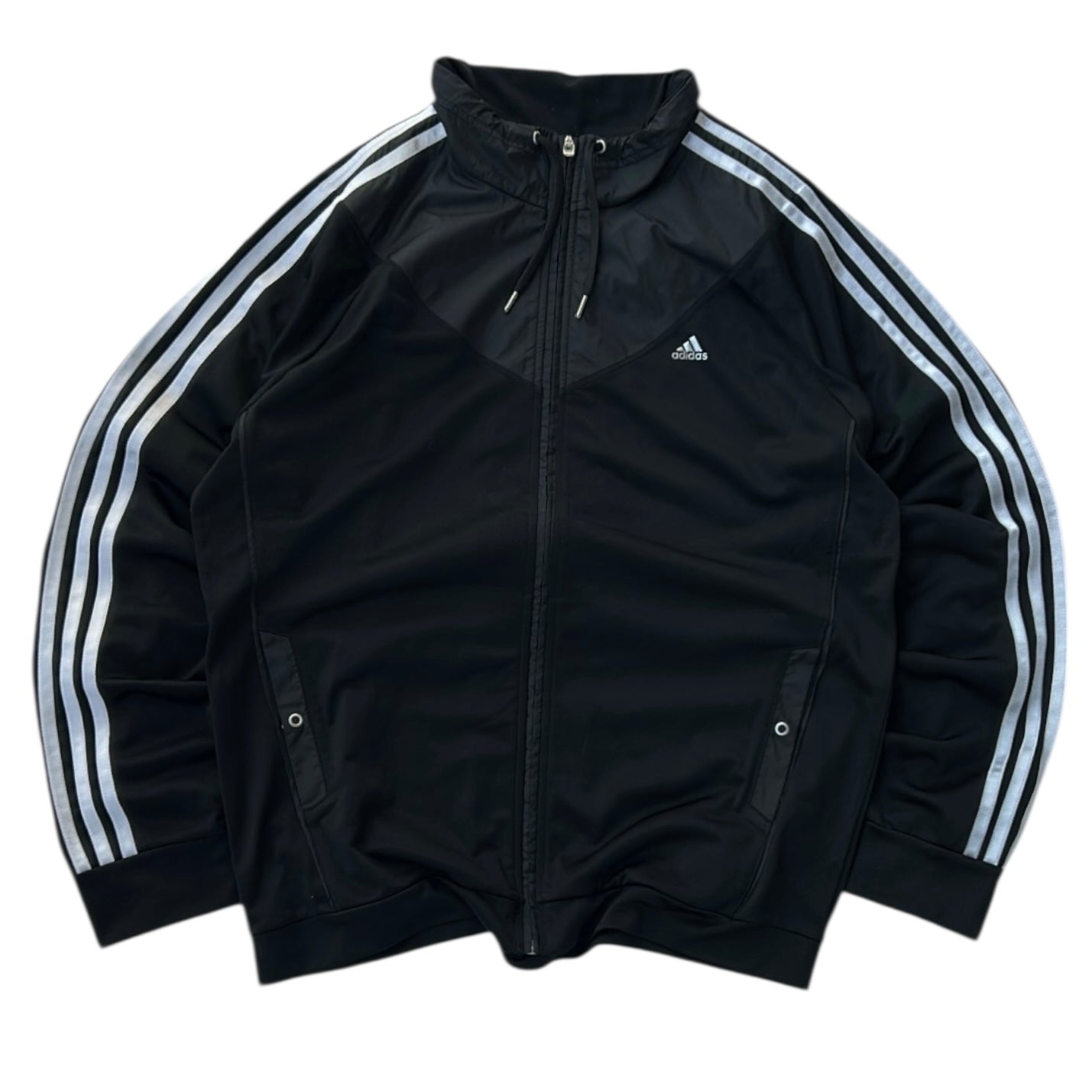 Adidas Three Stripe Black x White Track Full Zip Jacket