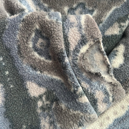 Vintage Queen Island Pattern Fleece Full Zip Adjustable Jacket