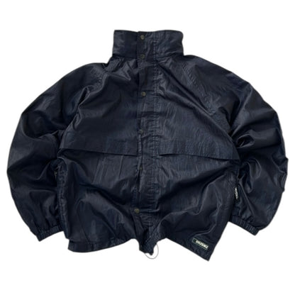 HUSKI Light Windbreaker Dark Blue Adjustable Jacket With Hidden Hoodie