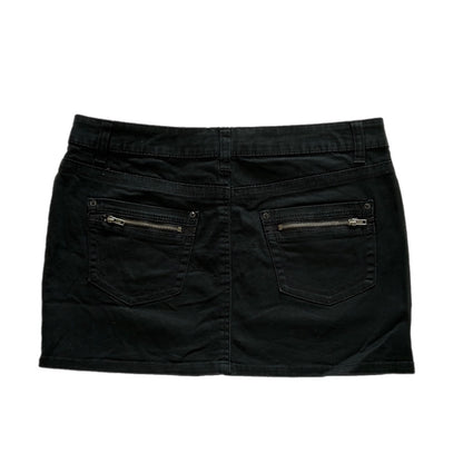 Black Elastic Denim Mini Skirt