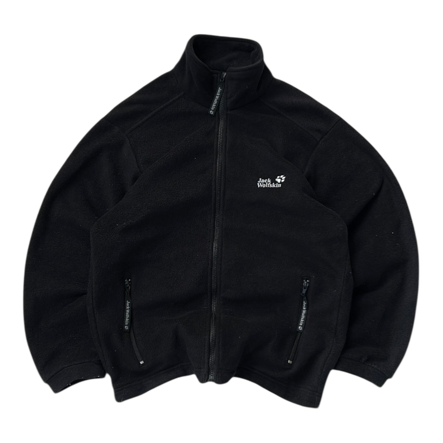 Jack Wholfskin Black Full Zip Adjustable Fleece Jacket