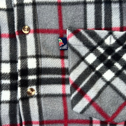 Canada Highway Fleece Grey x Red Checkers Full Button Up Flannel Overshirt