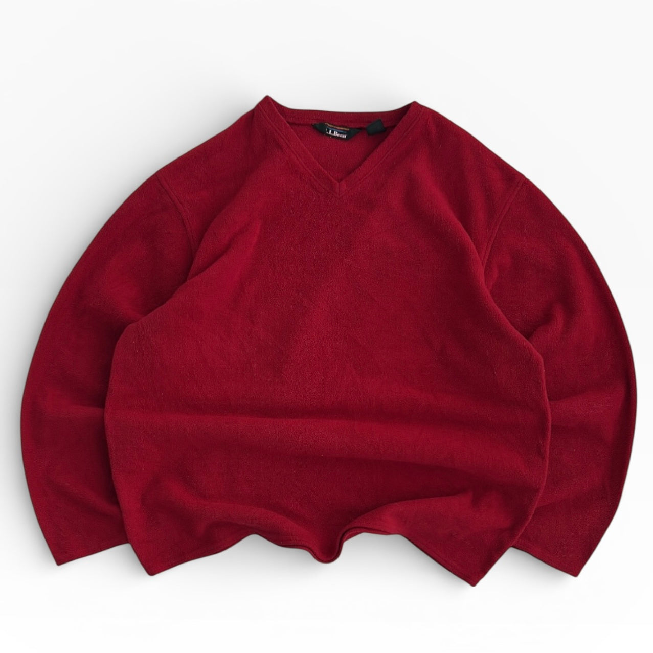 L.L.BEAN Red V-Neck Fleece Shirt