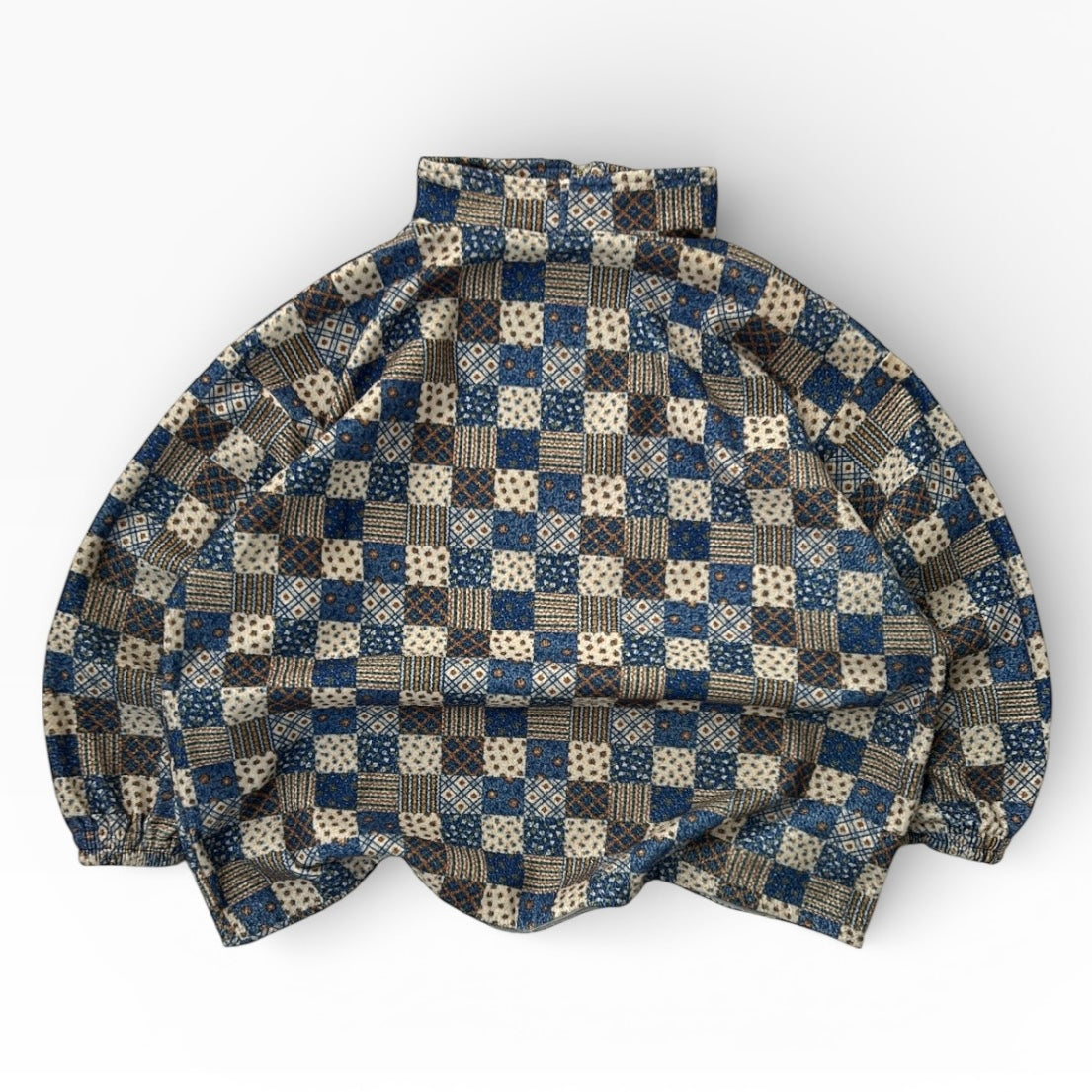 Handmade patchwork style pattern 1/4 Zip Fleece