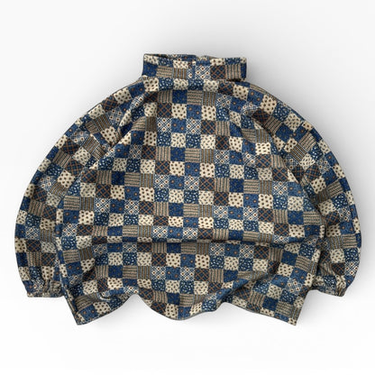 Handmade patchwork style pattern 1/4 Zip Fleece