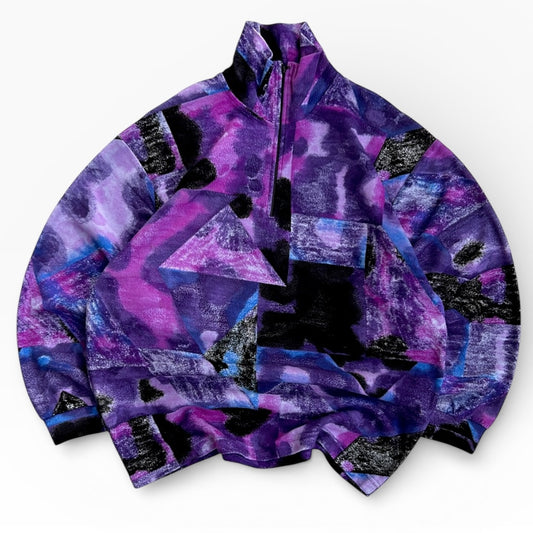 CAMPAGNOLO 1/4 Zip Crazy patterned purple tommes fleece