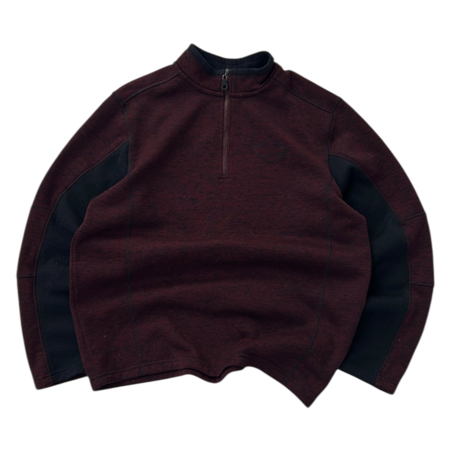 Harley Davidson Burgundy x Black 1/4 Zip Fleeve
