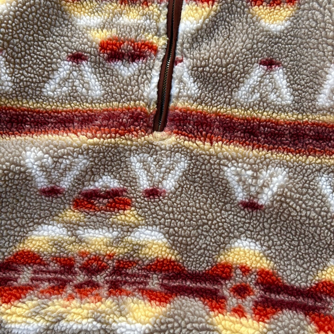Vintage Stoic 1/4 Zip Fuzzy Crazy Pattern Fleece