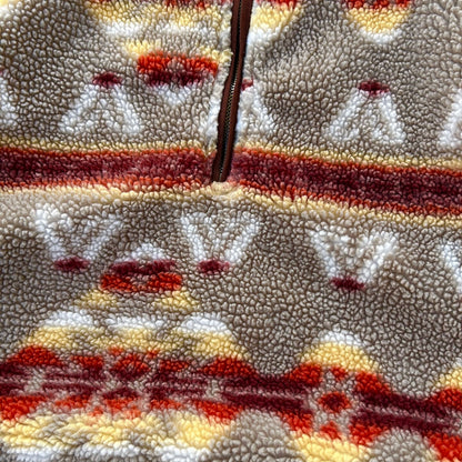 Vintage Stoic 1/4 Zip Fuzzy Crazy Pattern Fleece