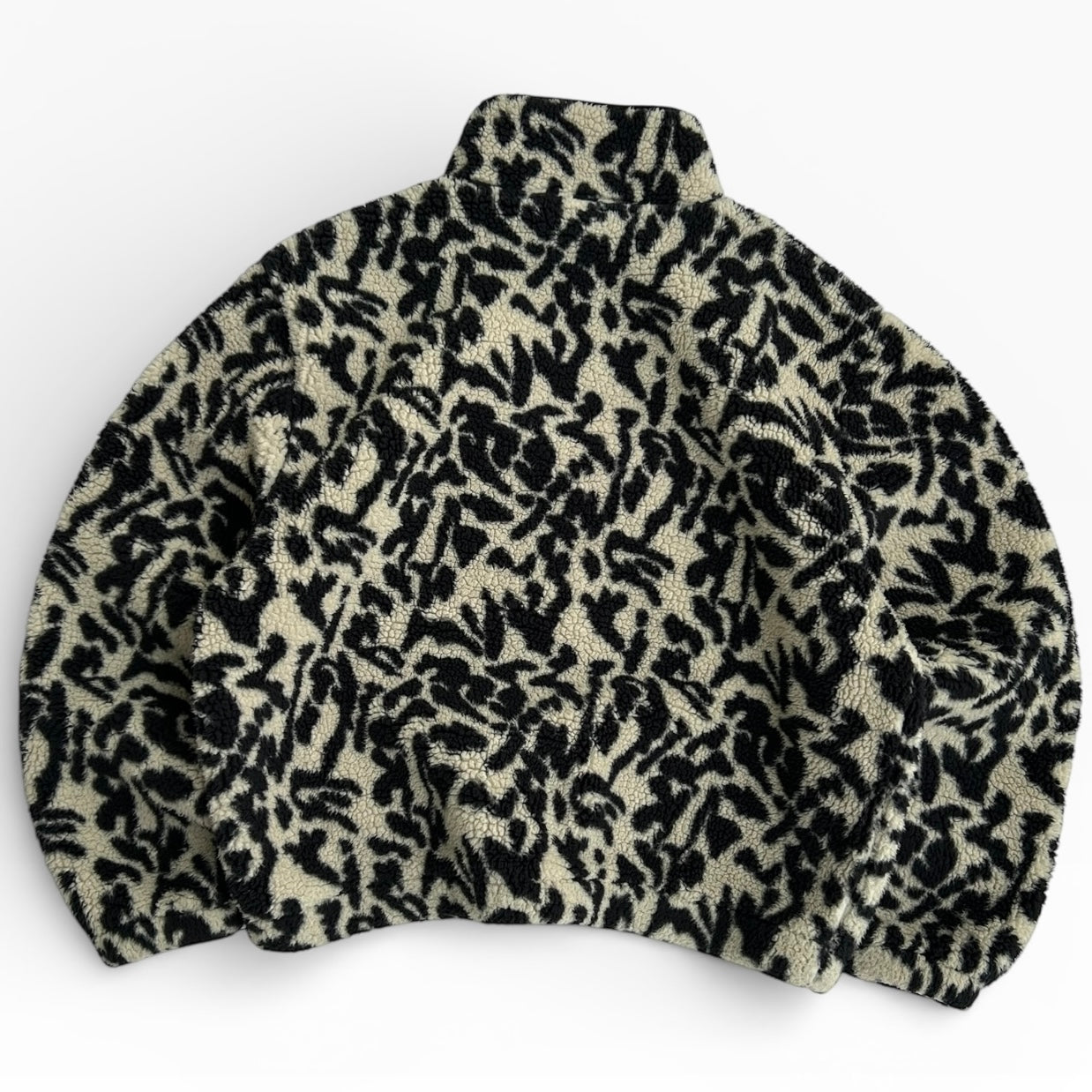 ONLY 1/4 Zip Fuzzy Black & White Fleece