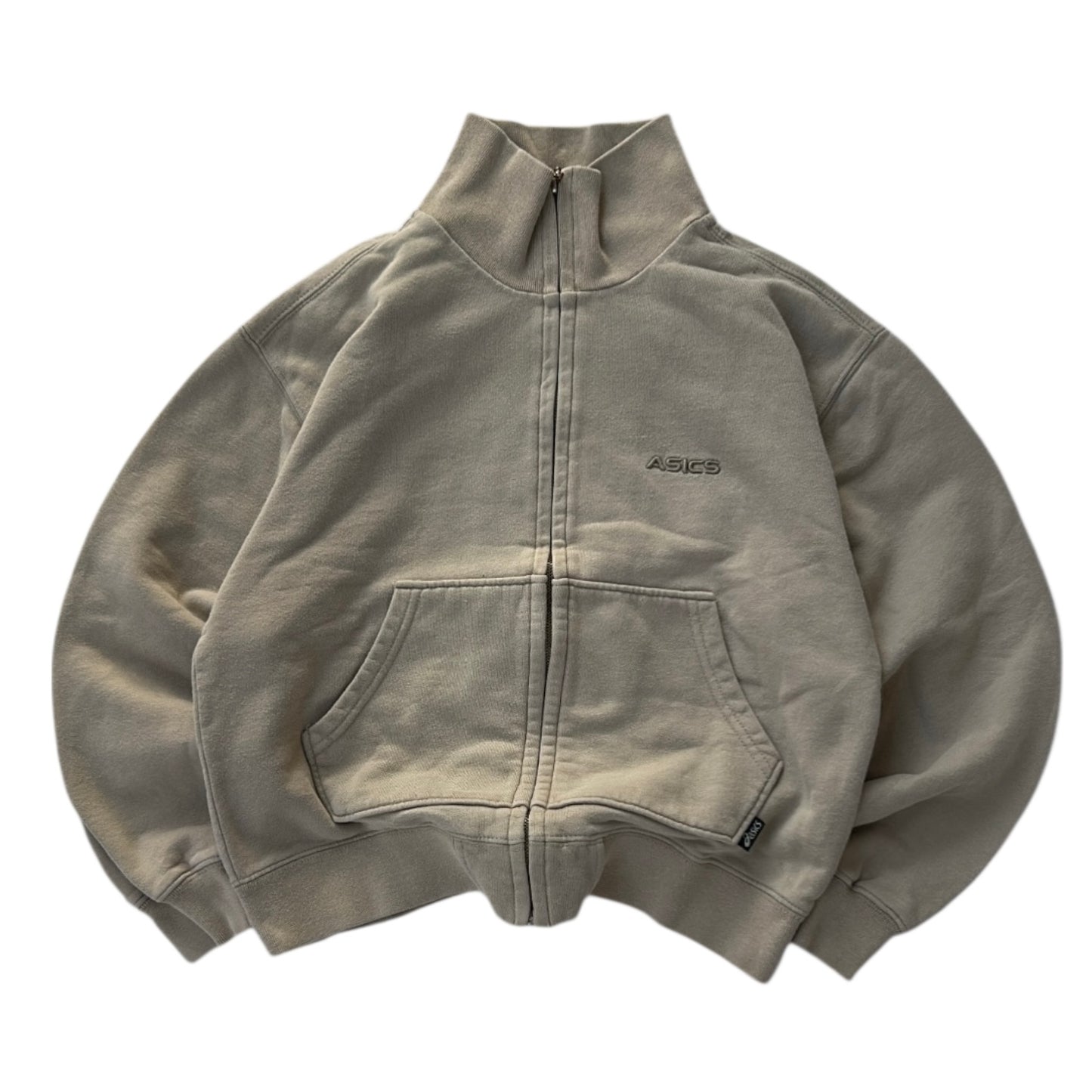 Asics Beige Vintage Waist length Full Zip Jacket