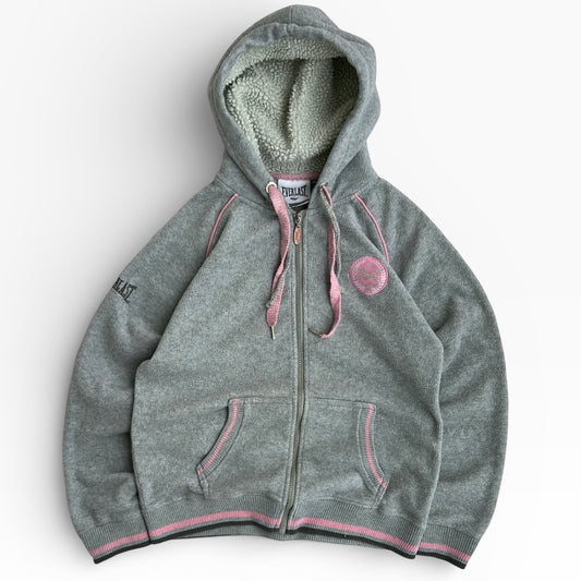 EVERLAST 00’s Grey x Baby Pink Fuzzy hoodie Fleece jacket