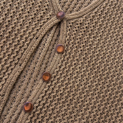 Knitted Brown Button Up Cardigan