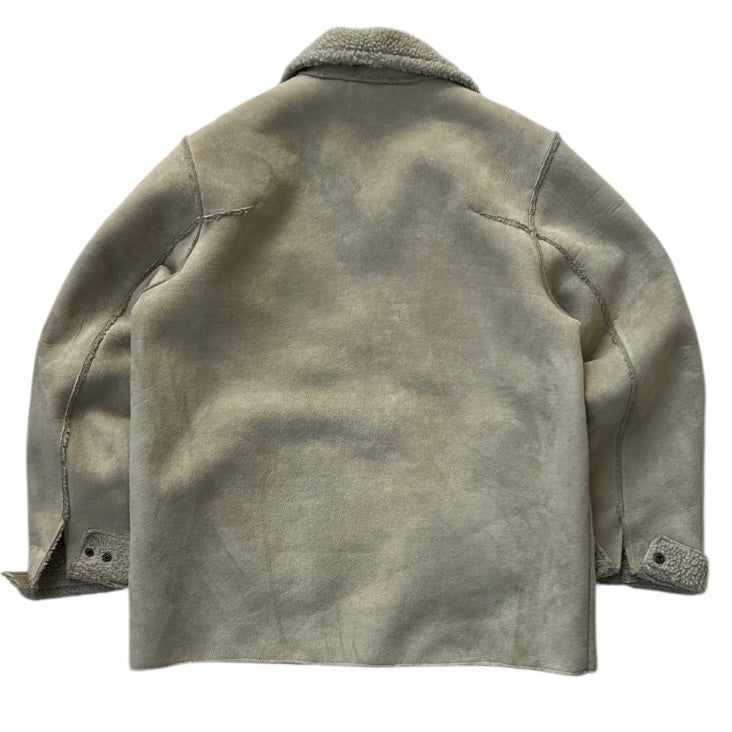 Soft Beige Sherpa-Lined Jacket with Classic Button Closure