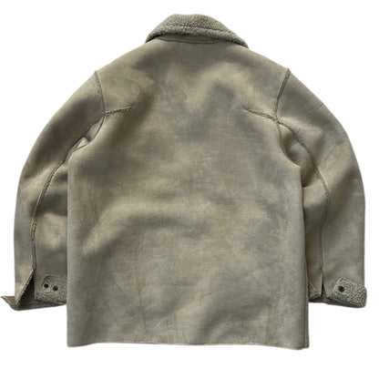 Soft Beige Sherpa-Lined Jacket with Classic Button Closure
