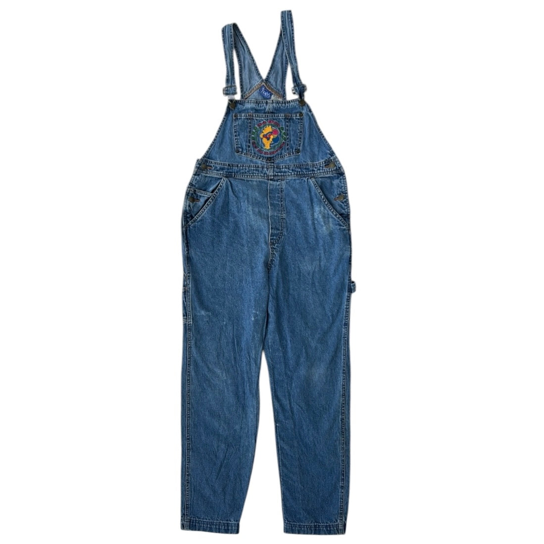 Winie The Pooh Embroidered Front Mid Wash Denim Dungarees
