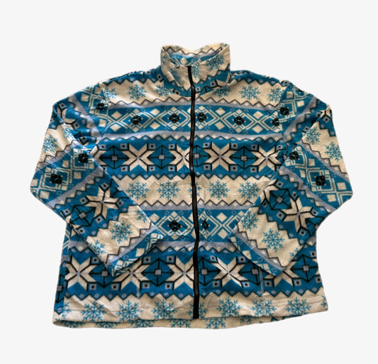 Vintage Polar Snowflake Design Fleece Jacket